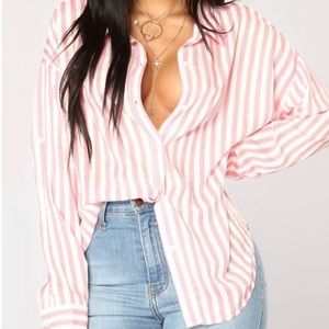 Pink & White Stripe Blouse